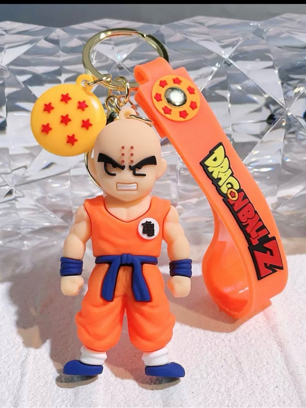 Dragon Ball Z Krillin Figure Keychain Silicone Strap Anime Key Ring Toy Gift - Picture 6 of 6